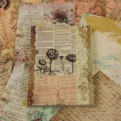 【在庫セール】コラージュ 素材 デザインペーパー レトロ 素材紙 おしゃれ かわいい 両面印刷 手帳素材紙 花 風景 植物 背景紙 ギフト包装紙 アンティーク ヴィンテージ素材紙 コラージュ ノート 日記 カレンダー スケジュール １００枚 (レター)