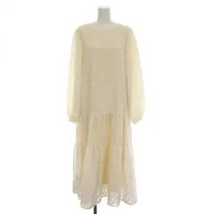 レイビームス Ray Beams フリンジ ティアード ワンピース ロング 長袖 白 アイボリー /YM