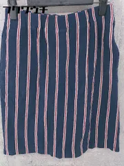 ◇ green label relaxing UNITED ARROWS ストライプ ウエストゴム 膝丈 タイト スカート ネイビー レディース 【中古】 【1002800440269】