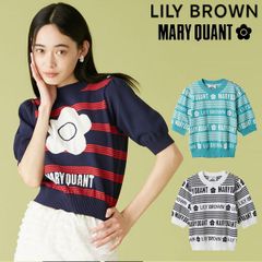 【爆速配送】【即納】 リリーブラウン LILY BROWN トップス 25夏 【LILY BROWN×MARY QUANT】ジャガードニットトップス 半袖 クロップド丈 マリクワ コラボ lwnt254041