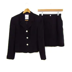 エル スーツ セットアップ 上下セット ジャケット スカート レディース 38サイズ ブラック系 ELLE 【中古】