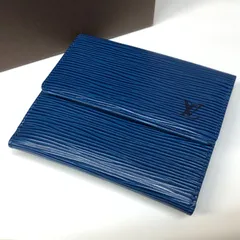 m001 X(30) ルイヴィトン ポルト モネ ビエ カルトクレディ エピ ブルー Wホック財布 M63485 コンパクトウォレット Louis Vuitton Epi Compact Wallet