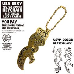 セクシーガール ビンテージ YOU PAY カリフォルニア アメカジ 真鍮 ブラス ユーペイスピナー キーホルダー アメリカ 雑貨 バイカー   :USYP-003GD