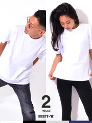 Hanes BEEFY ヘインズ ビーフィー Tシャツ メンズ レディース 半袖 黒 白 2枚 綿100% 無地 スポーツ カジュアル パックTシャツ パックT カットソー 2枚セット H5180