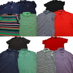 古着卸 まとめ売り ラルフローレン ポロシャツ 13枚セット (メンズ XL /2XL /3XL /4XL ) ボーダー マルチカラー ブラック 中古 古着 NC0730