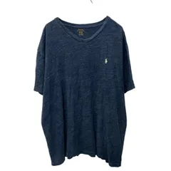 POLO RALPH LAUREN 半袖 ロゴTシャツ XL 杢ネイビー ポロラルフローレン Ｖネック ポニーロゴ ビッグサイズ 古着卸 アメリカ仕入 a704-5198