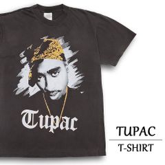 トゥーパック Tシャツ 半袖 2PAC チャコールグレー フェード サイズ：メンズ L , XL TUPAC アーティスト ラップ ヒップホップ 大きいサイズ 【新品】