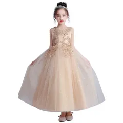 【在庫処分】刺繍 パーティー 卒業式 入園式 結婚式 ロングドレス フォーマル 120-170 女の子 発表会 ピアノ 3-13歳に適合 子供ドレス [Ｋａｙｉｙａｓｕ]