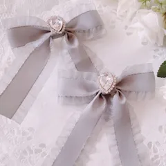 ❤️143サテンオーガンジーフリルビジューリボンクリップ❤️グレー
