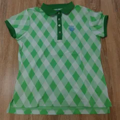 美品。BEAMS GOLF。ビームスゴルフ。半袖ポロシャツ。アーガイル柄。グリーン系。Mサイズ。