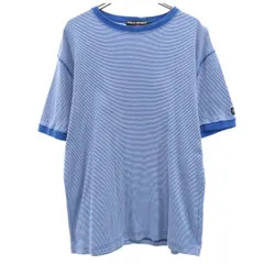 POLO SPORT RALPH LAUREN ポロスポーツラルフローレン ボーダー柄 半袖 リンガー Tシャツ M ブルー メンズ 古着