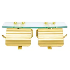 トイレットペーパーホルダー ペーパーホルダー サニタリーアイテム TPH ガラスシェルフ W 真鍮製 クリアー仕上げ 棚 ラック シェルフ 小物置き トレー おしゃれ 壁 洗面 トイレ