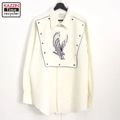 80年代製デッドストック HbarCウエスタンシャツ白14·5(М~L)