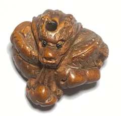 根付干支十二支在銘吉利木彫り一刀彫ヴィンテージ