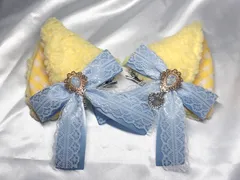 猫耳ヘアクリップ 水色  コスプレ