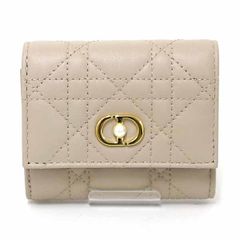 ディオール Dior Jolie Hibiscus ウォレット カナージュ ラムスキン 三つ折り財布 ハイビスカス S3105UNJB ベージュ 【中古】Sランク