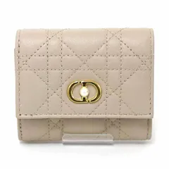 ディオール Dior Jolie Hibiscus ウォレット カナージュ ラムスキン 三つ折り財布 ハイビスカス S3105UNJB ベージュ 【中古】Sランク