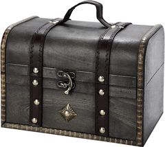 r_planning Antique-style wooden box, treasure chest, storage box, dome-shaped