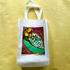 画家水野朝　インコ　エコバッグ　不織布