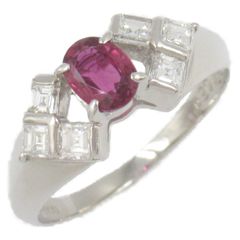 ジュエリー JEWELRY リング・指輪 ルビー ダイヤモンド リング ﾙﾋﾞｰ 4.3g #15.5 Pt900プラチナ ダイヤモンド リング レディース Used A