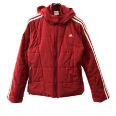 アディダス ロゴ刺繍 フードジャケット L レッド adidas レディース
