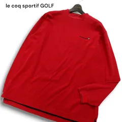 le coq sportif GOLF ルコック スポルティフ ゴルフ 長袖 ストライプ モックネック ロンTシャツ Sz.3L メンズ 大きい 赤