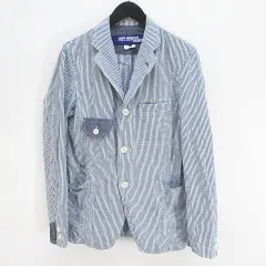 ジュンヤワタナベマン JUNYA WATANABE MAN コムデギャルソン COMME des GARCONS シングルジャケット S 青系 ブルー ストライプ ポケット のサムネイル