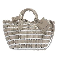 バレンシアガ BALENCIAGA ビストロバスケットバッグXS 2WAYバッグ ハンドバッグ エナメル グレージュ ホワイト 671342 中古 新入荷 OB2350