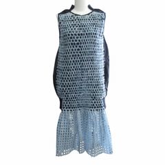 【中古】サカイ sacai 14SS ロングワンピース ノースリーブ 異素材ドッキング ブルー ネイビー サイズ2 IBO76 サカイ sacai 14SS ロングワンピース ノースリーブ 異素材ドッキング