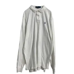 Polo Ralph Lauren 長袖 無地ポロシャツ L ホワイト ポロラルフローレン ワンポイントロゴ 古着卸 アメリカ仕入 a612-5439
