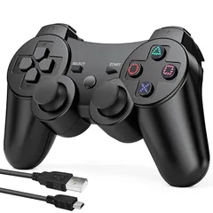 PS3 コントローラー 【2024新登場】PS3 用 ワイヤレスコントローラー PS3 用コントローラー 500mAh大容量バッテリー 無線Bluetooth接続 10時間連続使用 USB ケーブル 振動機能 ワイヤレス3コントローラー P3/PC対応 中