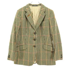 DAKS LONDON ダックスロンドン チェック柄 長袖 テーラードジャケット ブラウン レディース 古着