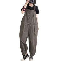 XL_グレー [Icyrain] パンツ オーバーオール レディース 作業ズボン サロペット ロングパンツ ゆったり Overalls ワークパンツ 春 夏 秋 冬 (XL, グレー)