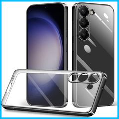 【人気商品】シリコン TPU メッキ加工 透明 耐衝撃 カバー 薄型 SCG19 軽量 SC-51D ソフトカバー クリア ストラップホール ケース ギャラクシー S23 S23 Galaxy スマホケース Samsung （ブラック）