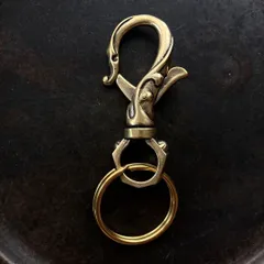 真鍮 キーホルダー キーリング カラビナ フック レバーナスカン 唐草 ビンテージ レトロ アンティーク アクセサリー ハンドメイド 202