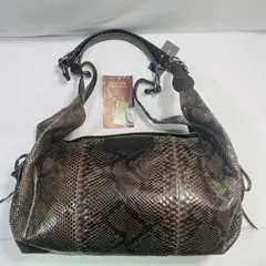 ダイヤモンドパイソン　ヘビ革　筒型　肩掛けバッグ　JRA認定　エキゾチックレザー