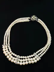 美品 パール風 編み込みネックレス　結婚式　パーティー
