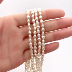 淡水パール 真珠 バロック フラット ボタン 6mm 5mm 小粒 連19cm tp0011 ハンドメイド 素材 パーツ ビーズ ルース