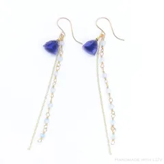 天然石ピアス  タンザナイトカラークォーツ × アクアマリン  14KGF