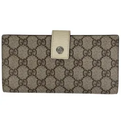 グッチ GUCCI GG柄 二つ折り 長財布 札入れ 小銭入れ 長財布 コーティングキャンバス ベージュ ホワイト 115046 レディース 【中古】