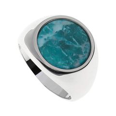 天然石 ターコイズ 印台 指輪 リング ハイポリッシュ シルバー925 カレッジ シグネットリング