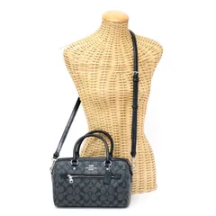 コーチ COACH ローワンサッチェル PVC レザー シグネチャー 83607 ミニボストン ハンドバッグ 手提げかばん 2WAYバッグ 肩掛け 斜め掛け クロスボディ レディース グレー / ブラック 中古 mbd26016