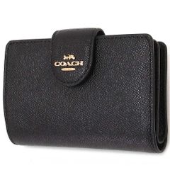 【新品 未使用】コーチ 財布 COACH アウトレット レザー ミディアム コーナー ジップ ウォレット 二つ折り財布 6390 IMBLK
