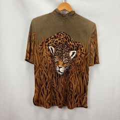 伊太利屋 GK.豹 プリント レースハイネック カットソー サイズ11 №655476-G9H 07061414 02