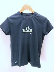 ナイキ 半袖Tシャツ 【 細身 スポーツに♪ 】 NIKE DRI-FIT 黒 ブラック ロゴ入 レディース  Mサイズ ●AF14