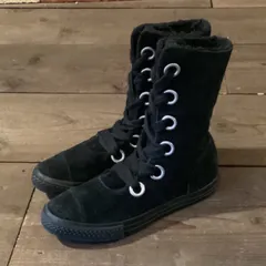 CONVERSE ALL STAR コンバース オールスター 内ボア スウェードレザー Hiカットスニーカー ブラック US8 / 25cm レディース