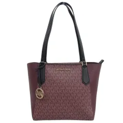 【本物保証】 新品同様 マイケルコース MICHAEL KORS 35F9GKFTIV ロゴ トートバッグ ショルダーバッグ ボルドー ブラック