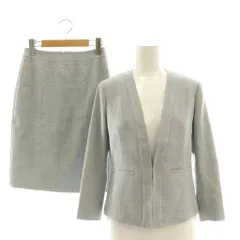 クードシャンス CdeC COUP DE CHANCE リネンライクストレッチ ノーカラージャケット スカート セットアップ スーツ 上下 34 グレー /AT ■OS