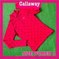 Callaway キャロウェイ 長袖 裏起毛 ハーフジップ 花柄 ストレッチ ゴルフシャツ S