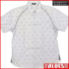 廃盤 バーバリーブラックレーベル シャツ L半袖 ナイトロゴ 水色 TJ982